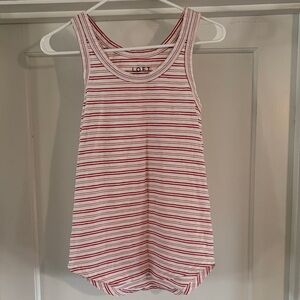 LOFT Vintage Soft Red and White Striped Top